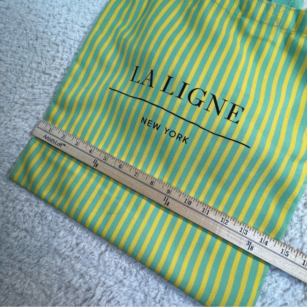 La Ligne NY Green Yellow Stripe Small Shopper Tote - Picture 6 of 7